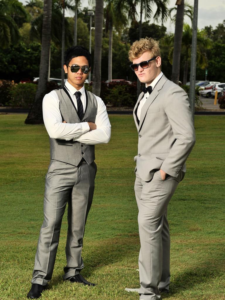 Daniel Waa and Daniel Lamble at the Palmerston Senior College 2012 formal at SkyCity Grand Ballroom.