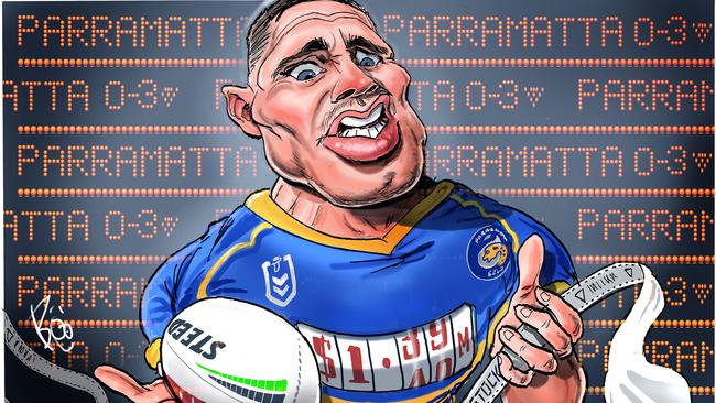 The stocks on Mitchell Moses’ salary are beginning to fall, writes Paul Kent. Art by Boo Bailey.