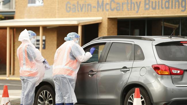 Covid-19 testing in the car park at Colac Area Health. Picture: Alan Barber