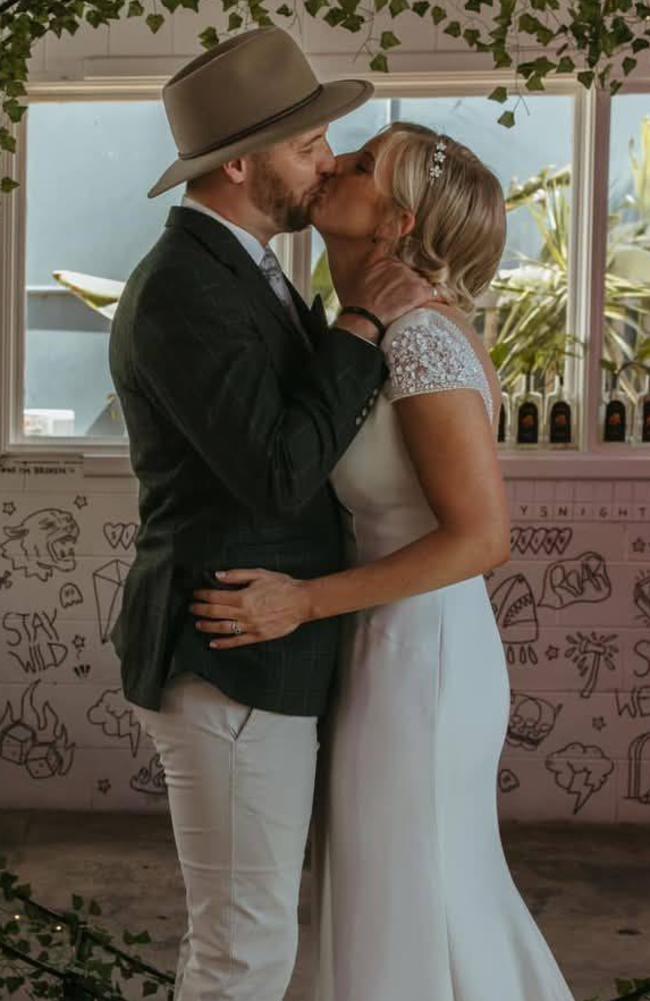 Jacob Vennix with his wife Kimberley Fuller after they said their vows. Picture: Instagram