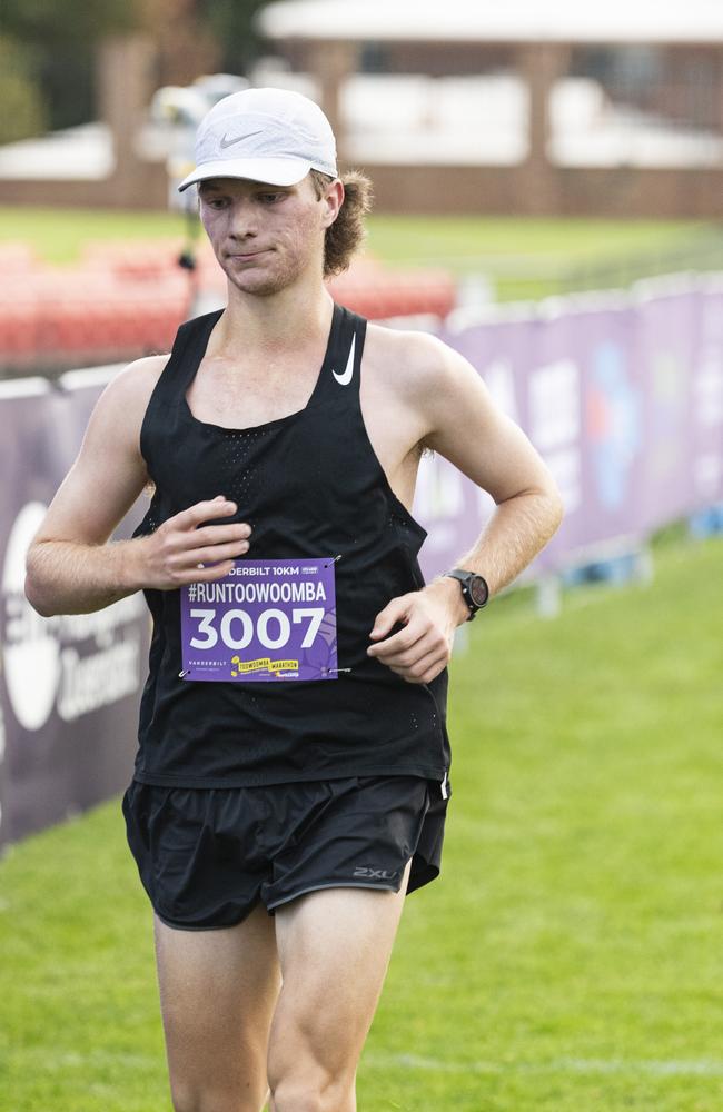 Connor Whittet placed second in the 10km race of the Toowoomba Marathon event, Sunday, May 5, 2024. Picture: Kevin Farmer