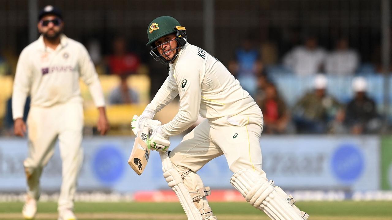 Usman Khawaja scored an excellent 60 in tough conditions. Picture: AFP