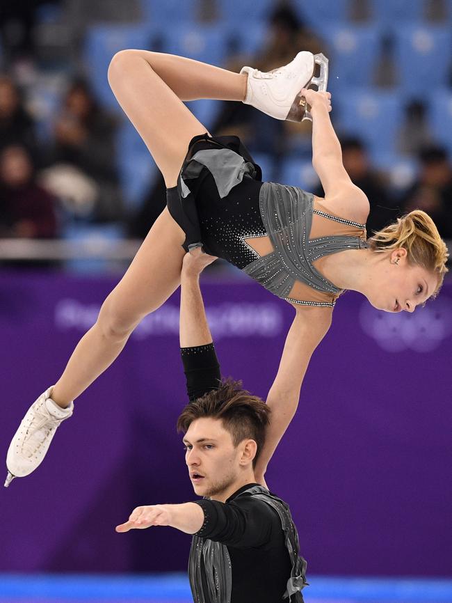 Australia's Ekaterina Alexandrovskaya and Harley Windsor in their pairs short program routine. Picture: AFP