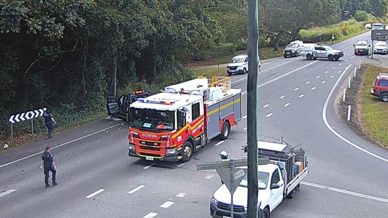 A serious crash has closed the Gillies Range Rd in both directions. Picture: Cairns Regional Council flood cam