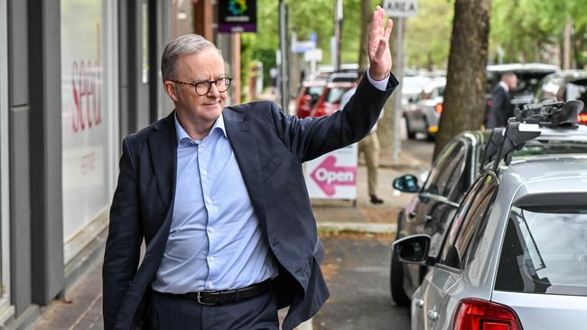 Anthony Albanese brought the Yes campaign to the eastern suburbs on Wednesday. Picture: NCA NewsWire / Brenton Edwards