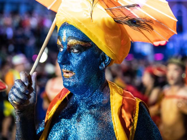 Expect all the colour and magic of the Mardi Gras with even bigger and more outrageous costumes and pageantry this year. Picture: AAP