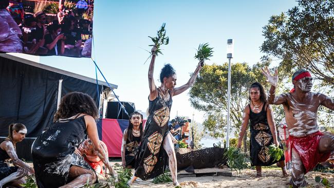 The Australia Day WugulOra Morning Ceremony at Barangaroo Reserve. Picture: NCA NewsWire/Flavio Brancaleone