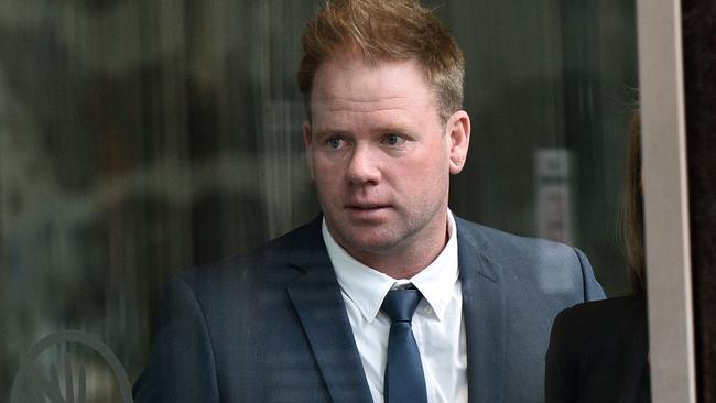 Former AFL star Nick Stevens leaves the County Court. Picture: Julian Smith/AAP