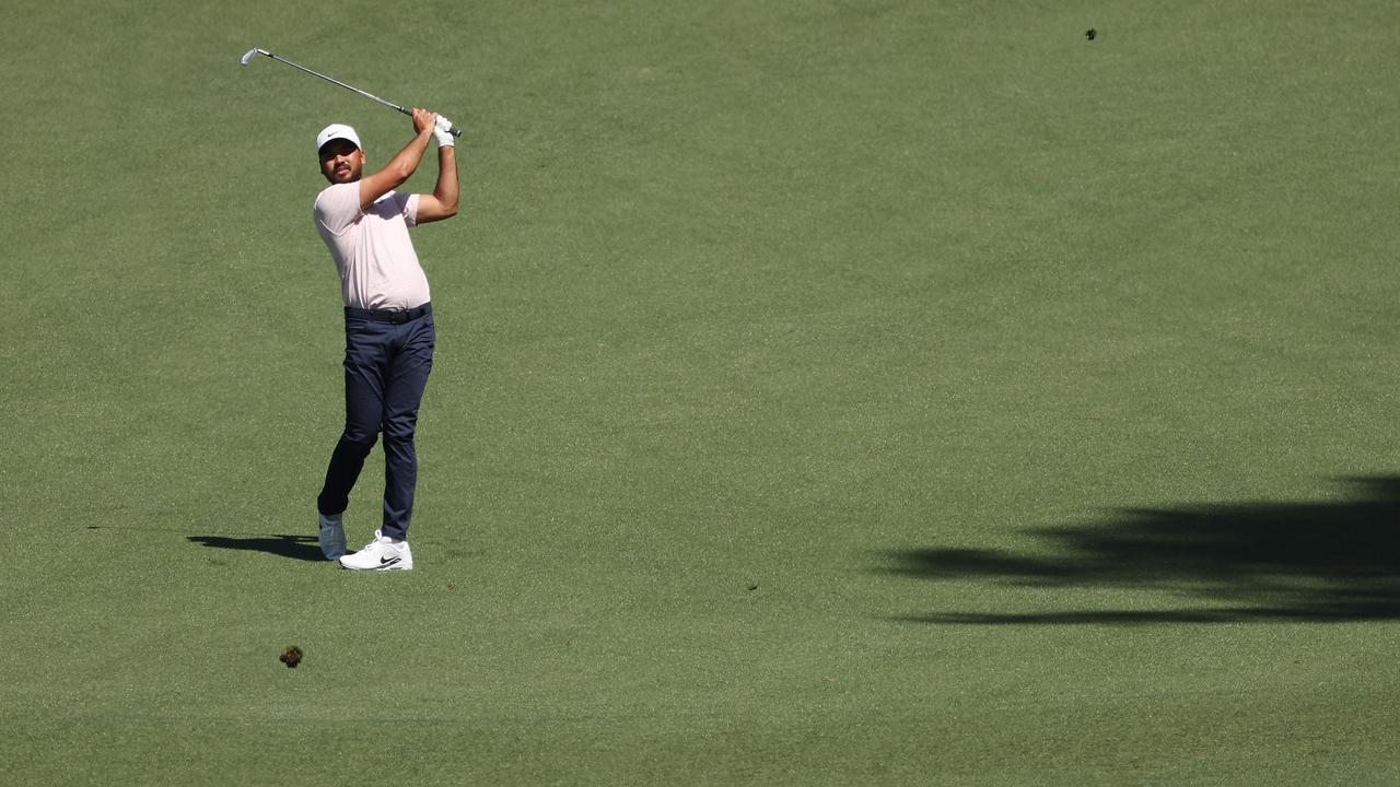 Jason Day on the second hole at Augusta this week. Picture: Kevin C. Cox/Getty Images