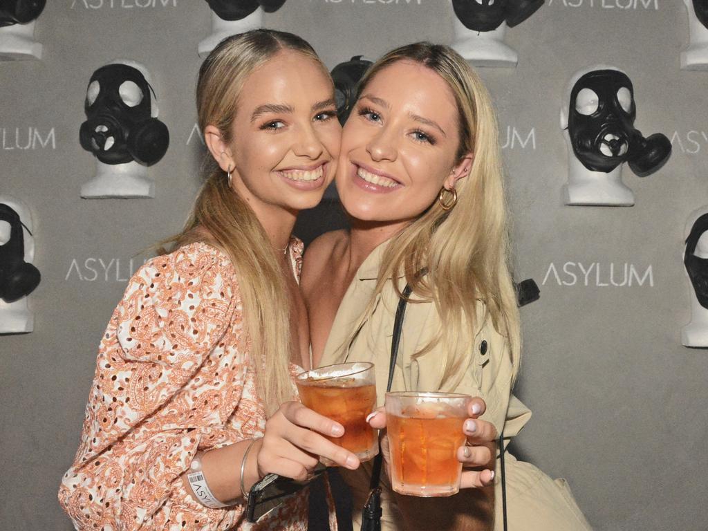 Evie Brown and Sienna Lemming at opening of Asylum Nightclub, Surfers Paradise. Picture: Regina King