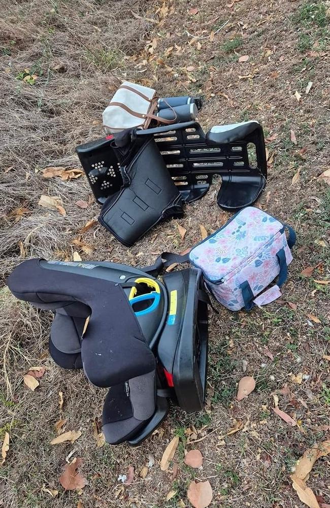 Items dumped from the stolen Toyota HiLux 4WD.