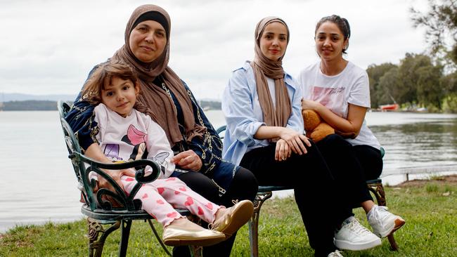 Mariam Dawwas, second-right, and daughter Sophie, left, in NSW in 2024 with her mother and sister. Picture: Nikki Short