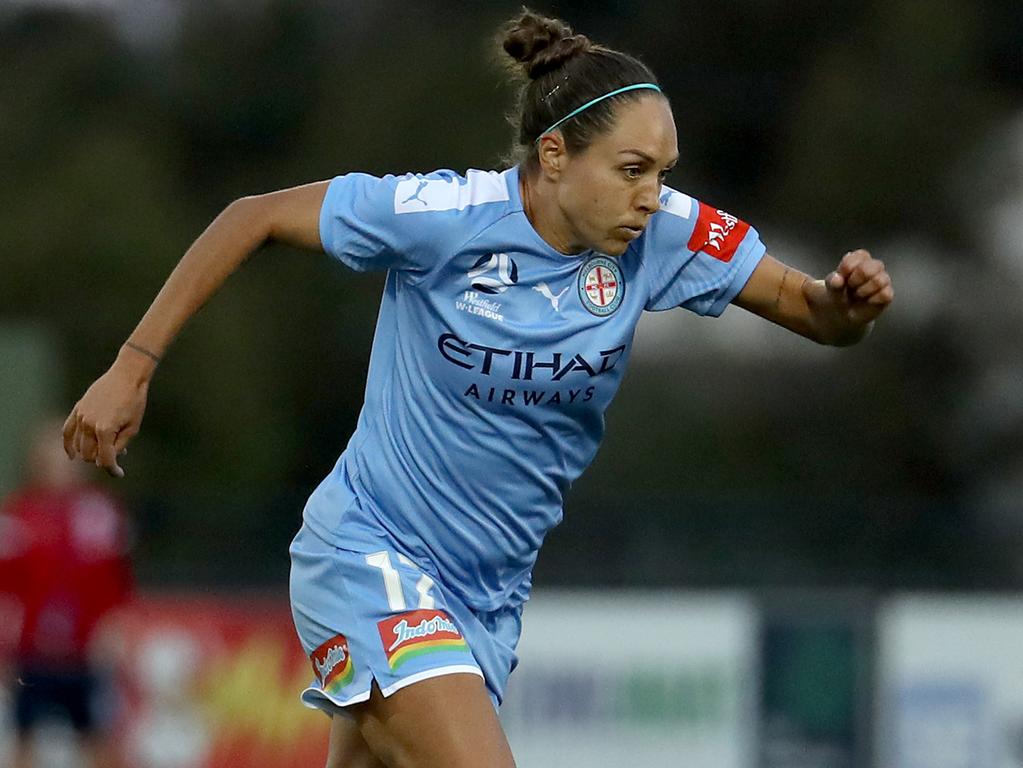 Matildas attacker Kyah Simon in action for Melbourne City in the round three W-League win over Adelaide United. Picture: Getty Images