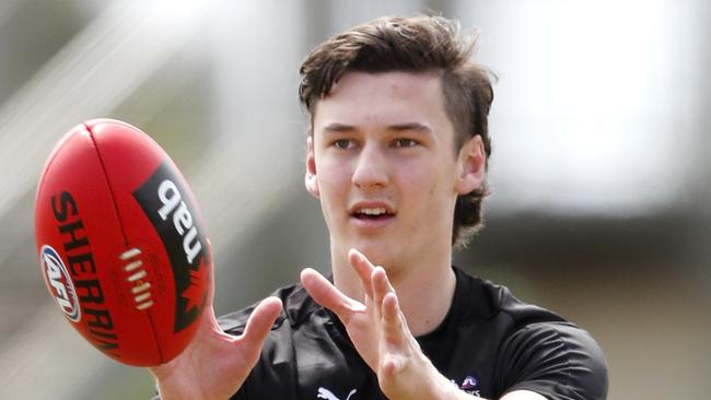 Stingray Connor MacDonald at the AFL Draft training day at Trevor Barker Oval.