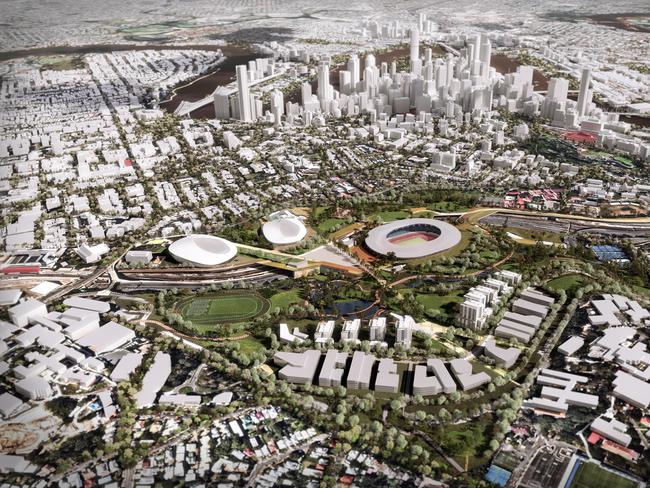 ## EMBARGOED IMAGES NOT FOR USE BEFORE 6TH MARCH 2024 ## Victoria park Olympics.......Brisbane BOLD proposes doubling the 2032 legacy outcomes for the city in a cohesive urban corridor. In legacy the concept establishes the new capital of our Knowledge Economy infrastructure featuring 2000+ dwellings of affordable keyworker housing, world's best sports and events excellence corridor situated amongst 60ha of urban parklands within 1.5km’s of the CBD, establishing a broader macro cross-city green line connecting our hospitals and universities to the city centre.  This secure, contained precinct leverages both Cross River Rail and Metro infrastructure and will catapult the city 20 years forward through a vision-led citywide master plan while offering significant savings and gross value add benefits. In addition, this strategy provides compelling Housing Accelerators freeing up 15,000 dwellings worth of inner 5km affordable and BTR housing opportunities for immediate prosecution. Pictured Supplied by ARCHIPELAGO