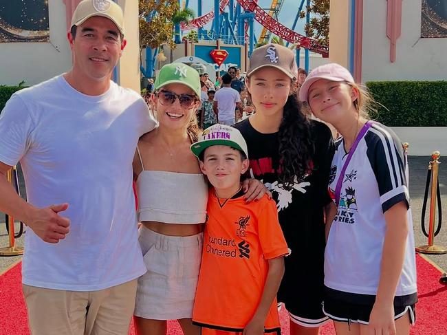 The group at Movie World with Stewart’s niece. Picture: Instagram