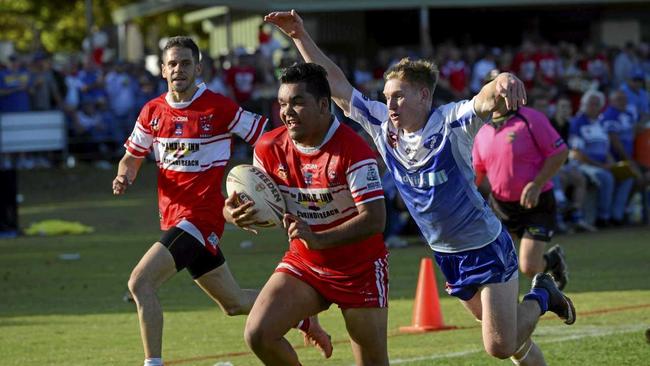 Nick McGrady with the ball during the Group 2 grand final between the South Grafton Rebels and the Grafton Ghosts at McKittrick Park South Grafton on Sunday, 11th September, 2016. Picture: Debrah Novak