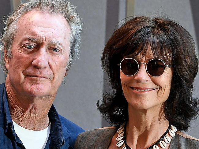 Queensland premiere of the film Palm Beach at Palace Barracks.Bryan Brown and his director wife Rachel Ward at the Queensland premiere of their film Palm Beach at Palace Barracks.Sunday August 4, 2019. (AAP image, John Gass)