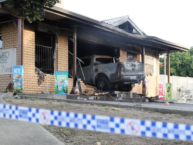 A couple living in a room attached to the milk bar fled from the flames. Picture: David Crosling