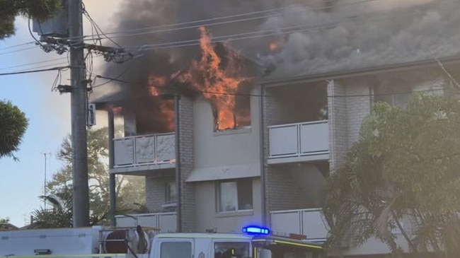 Flames more than a metre in height could be seen lapping the building. Picture: Supplied.