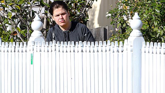 Gibson outside her Northcote home, where she has lived with Clive for several years. Picture: Ian Currie