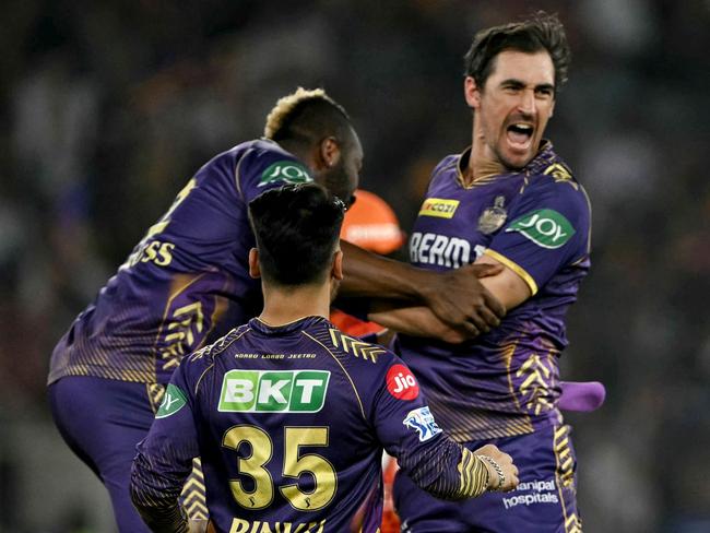 Mitchell Starc took Sunrisers Hyderabad apart. Picture: Punit Paranjpe/AFP