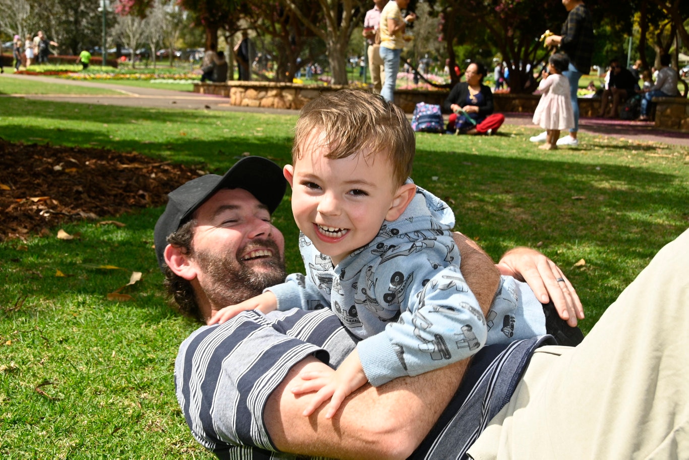 Father's Day Toowoomba. Xavier with his dad Tim Gibson.