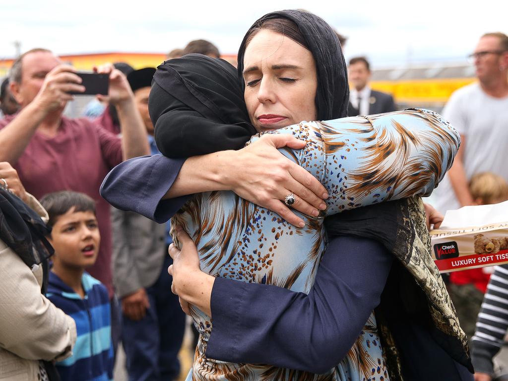 Ardern was completely at ease greeting mourners. Picture: Hagen Hopkins/Getty Images