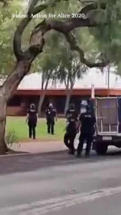 Videos posted on Action for Alice show dozens of police responded to fighting on the Alice Springs Town Council lawns Tuesday, November 12. Video: Action for Alice