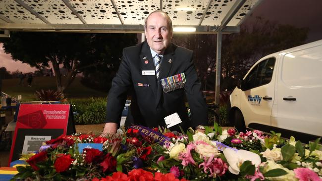 At the Dawn Service at Southport is Southport RS sub-branch president John Riebeling. Picture: Glenn Hampson