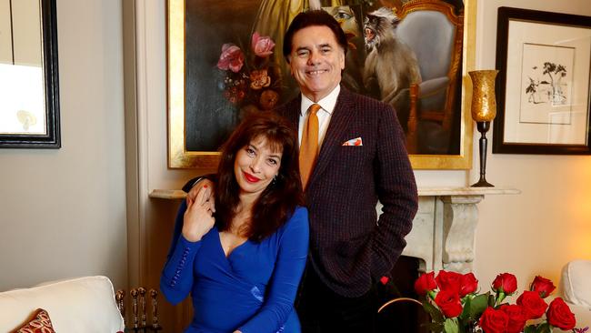 Lyndon Terracini, artistic director of Opera Australia, with fiancee Noemi Nadelmann, soprano, at their terrace in Redfern. Picture: Hollie Adams