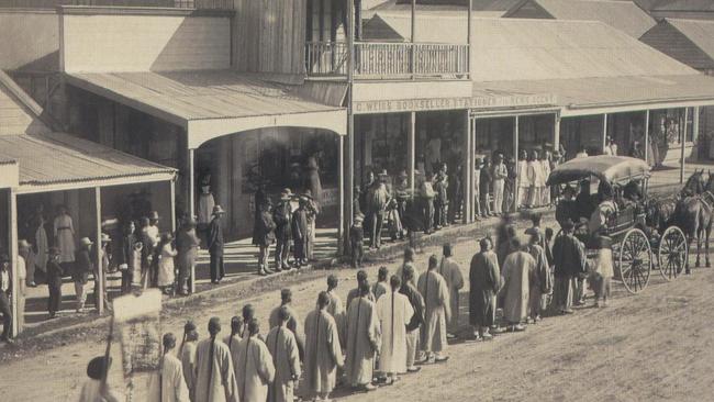 Chinese gold diggers in Beechworth during the rush.