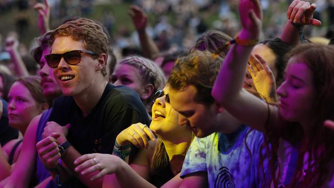 The crowd listening to San Cisco playing at the Amphitheate on Friday at Splendour in the Grass 2015. Picture: Jerad Williams.