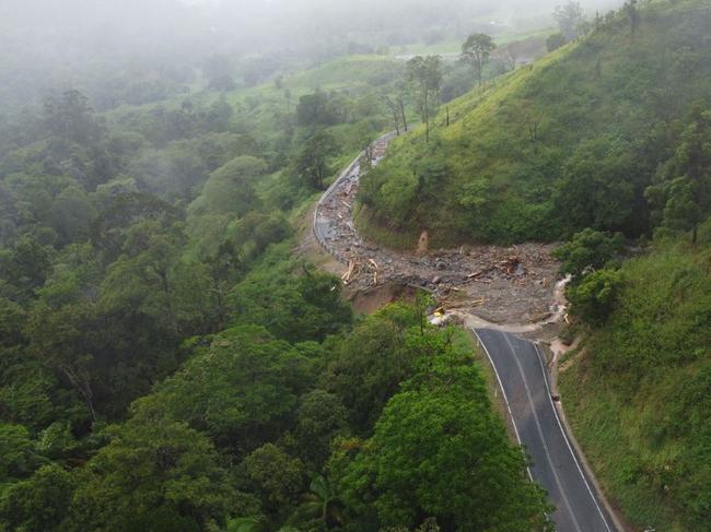 Mackay-Eungella Road was closed in both directions on Eungella Range due to extensive damage caused by heavy rainfall.