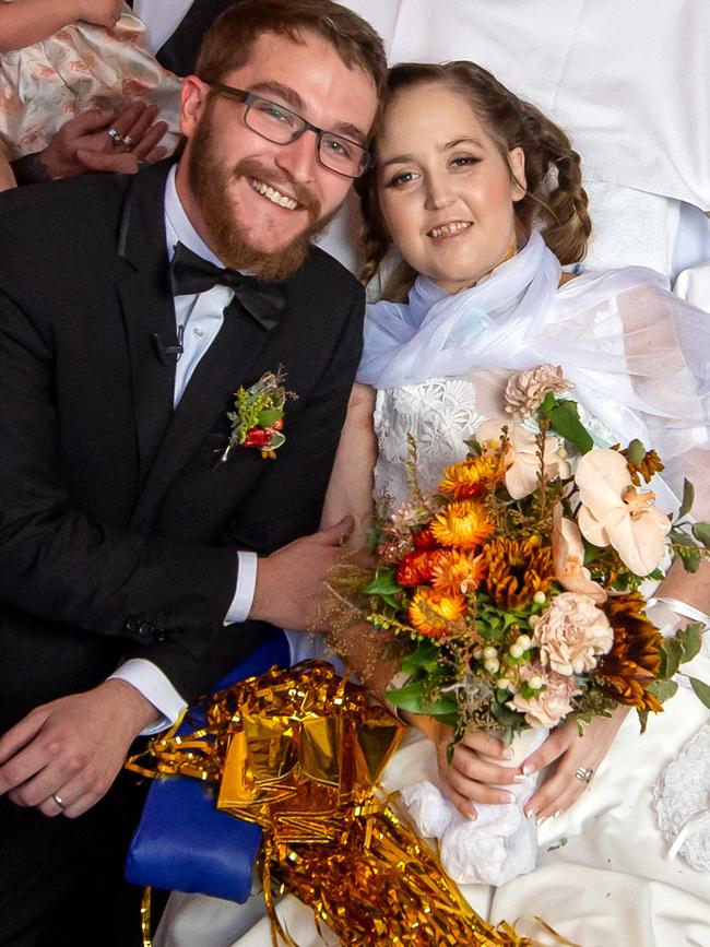 Toni and Jesse Welsh after taking their vows. Picture: Jay Town