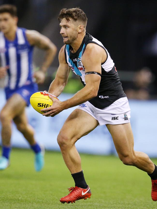 Port Adelaide's Sam Gray second quarter action . Pic: Michael Klein