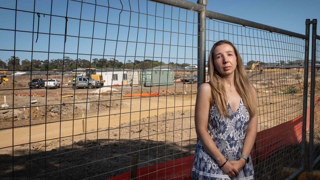 As development continues at the Dalgona estate in Mount Duneed, Chantelle Gizycki is hoping the state government will reimburse the $15,000 she paid to failed builder Montego Homes. Picture: Brad Fleet