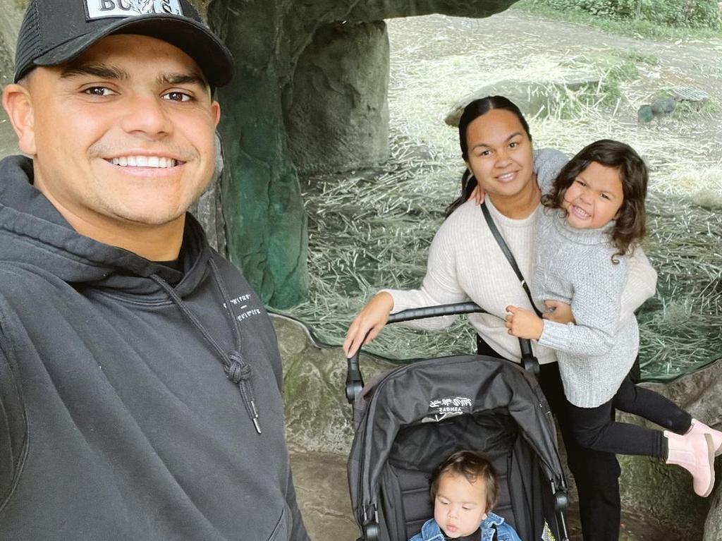 South Sydney star Latrell Mitchell loves nothing more than spending time with his partner Brielle Mercy and their children Inala and Aleena in Taree. Picture Instagram