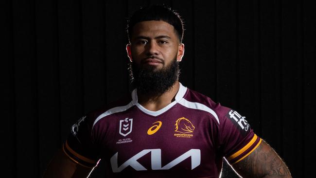 SYDNEY, AUSTRALIA - FEBRUARY 10: Payne Haas of the Brisbane Broncos poses for a photo during the 2025 NRL Premiership Media Launch at Events by Alpha on February 10, 2025 in Sydney, Australia. (Photo by Darrian Traynor/Getty Images)