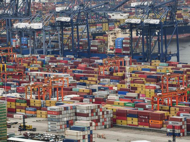 Containers stacked at Yantian port in Shenzhen. Picture: AFP