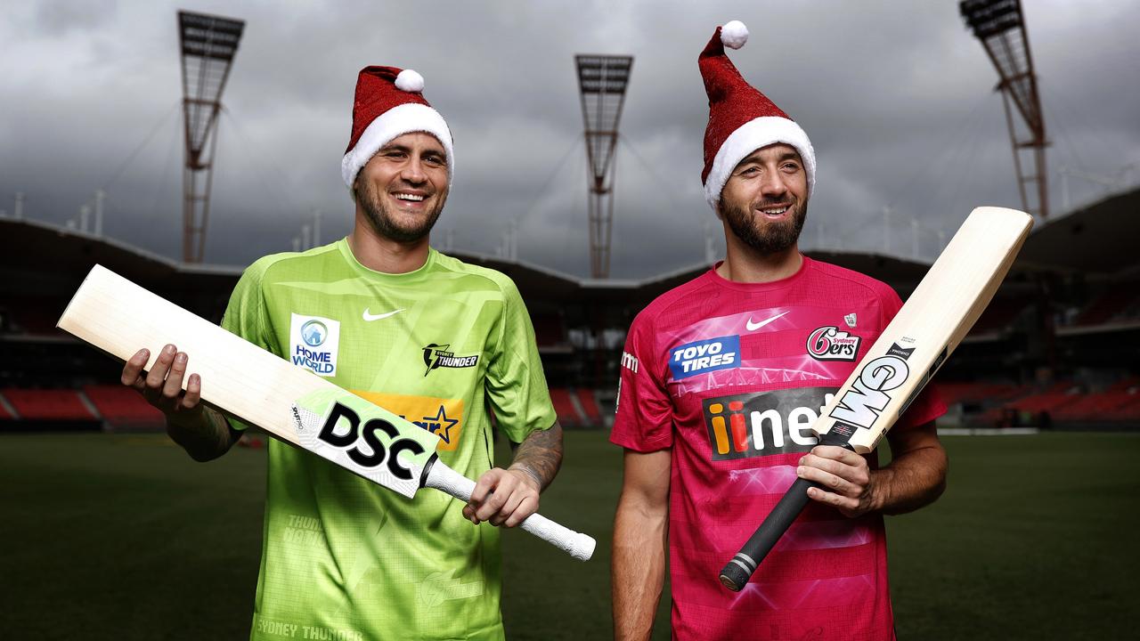 Alex Hales of the Sydney Thunder and James Vince of the Sydney Sixers ahead of the derby between to the two sides on Boxing Day at the Sydney Showground. Photo by Phil Hillyard