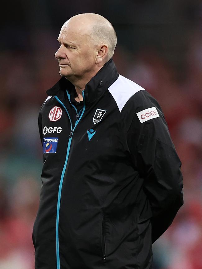 Power coach Ken Hinkley during the loss on Friday night. Picture: Matt King/AFL Photos