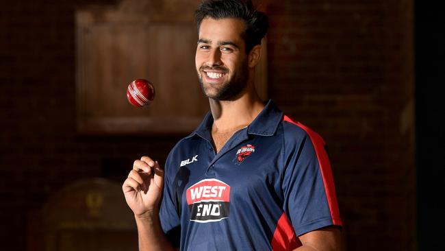 CRICKET – REDBACKS. Fast bowler Wes Agar who is dominating across all forms in his debut season for South Australia. Wes Agar is leading Sheffield Shield wicket-taker in his debut season. Picture: Tricia Watkinson