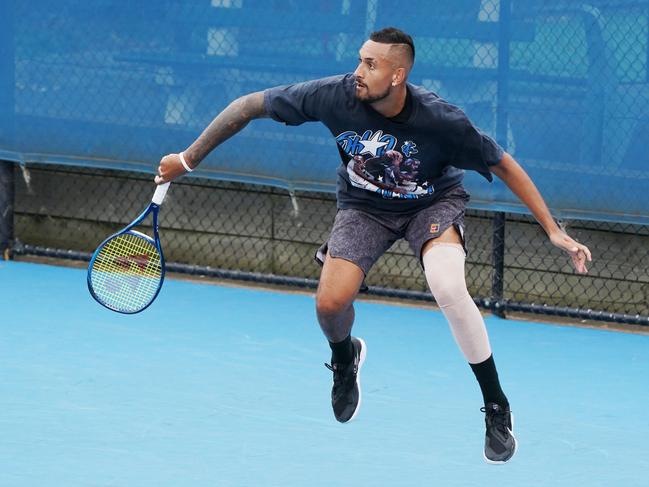 Nick Kyrgios during a practice session in preparation for the Australian Open. Picture: Tennis Australia