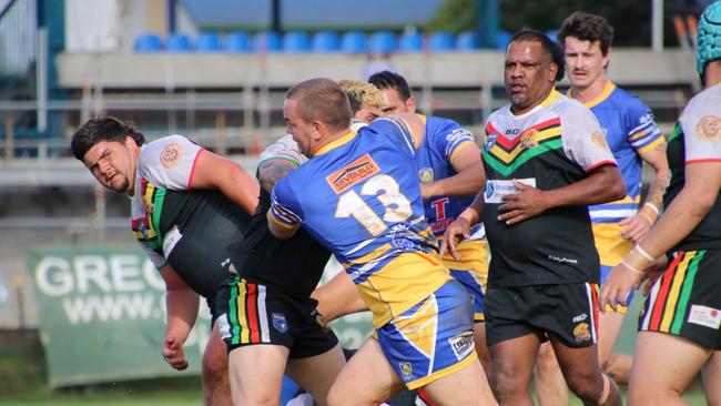 The 2022 floods had a huge impact on Lismore clubs Marist Brothers (blue and yellow) and Northern United (black). Photo: Cee Bee’s Photos.