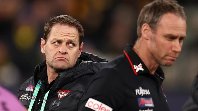 Essendon football boss Josh Mahoney with former coach Ben Rutten. Picture: Michael Klein