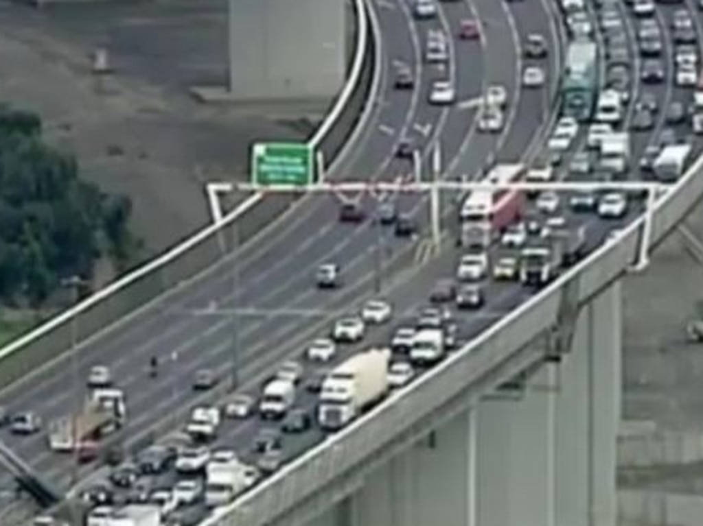 Traffic heading out of Melbourne on Friday night. Picture: Channel 7