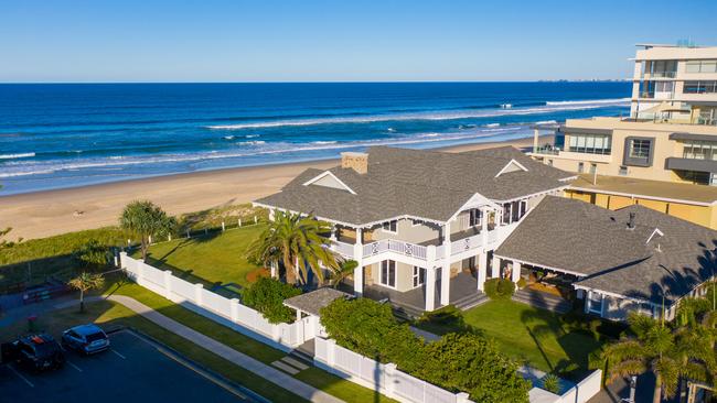 The beachfront family home of BreakFree accommodation group founder and ex-AFL footballer Tony Smith and wife Simone at Mermaid Beach sold for a record $25 million in 2020. Picture: Supplied