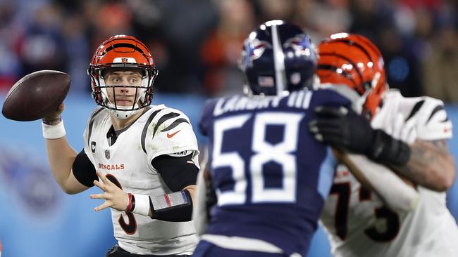 Burrow will have nightmares about the rushing defence. Photo by Wesley Hitt/Getty Images