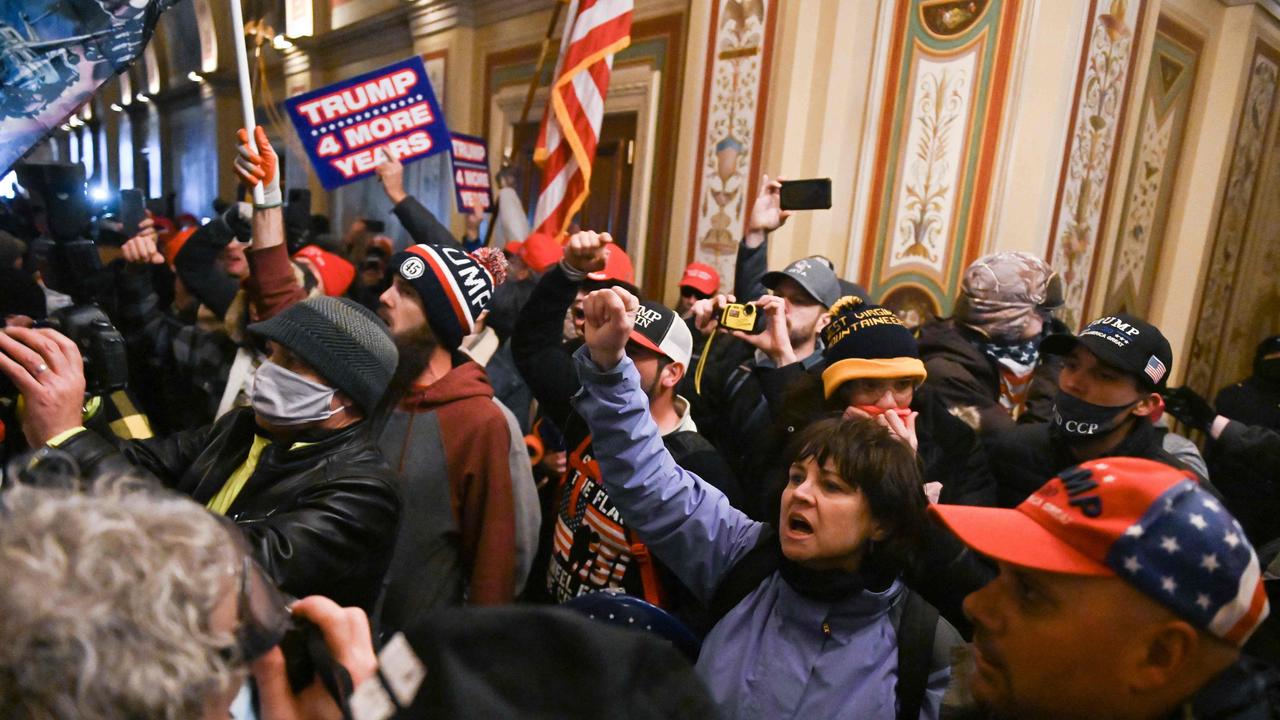 Supporters of US President Donald Trump protest inside the US Capitol on January 6, 2021, in Washington, DC. Picture: AFP